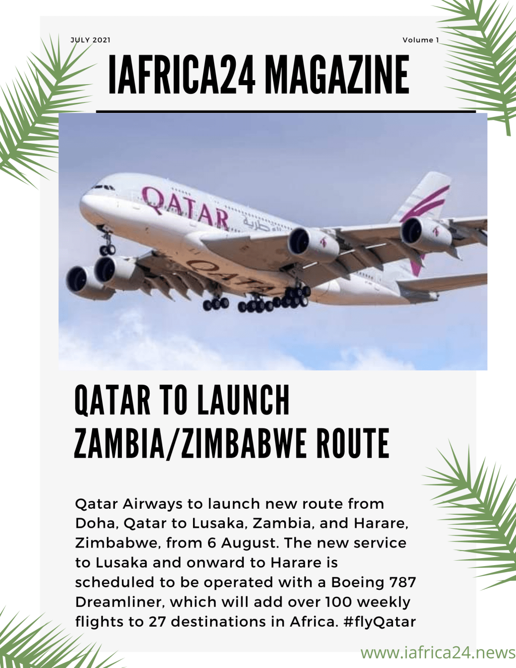 ZIMBABWE AVIATION GETS A BOOST AS QATAR AIRWAYS SETS TO LAND IN THE&nbsp;COUNTRY